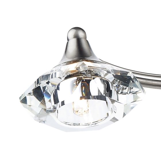 där lighting Luther 4 Light Semi Flush Satin Chrome Crystal