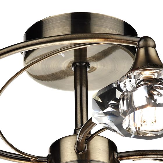 Där Lighting Luther 6 Light Semi Flush Antique Brass Crystal