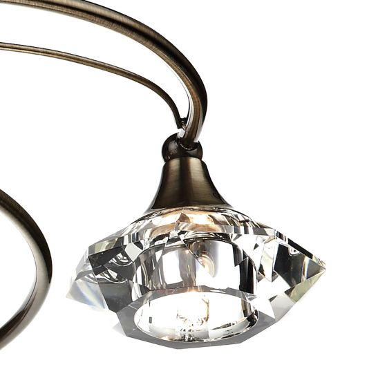 där lighting Luther 6 Light Semi Flush Antique Brass Crystal
