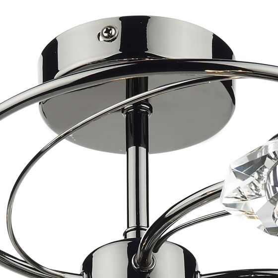 Där Lighting Luther 6 Light Semi Flush Black Chrome Crystal