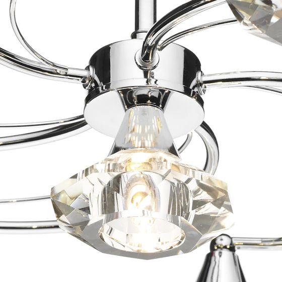 Där Lighting Luther 6 Light Semi Flush Polished Chrome Crystal