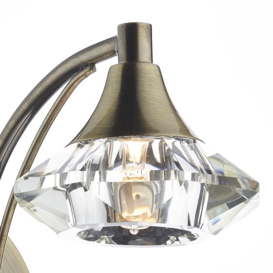 Där Lighting Luther Wall Light Antique Brass Crystal