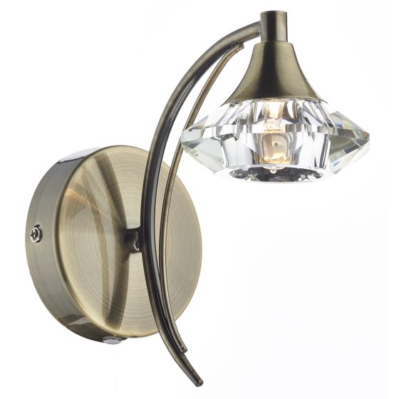 Där Lighting Luther Wall Light Antique Brass Crystal