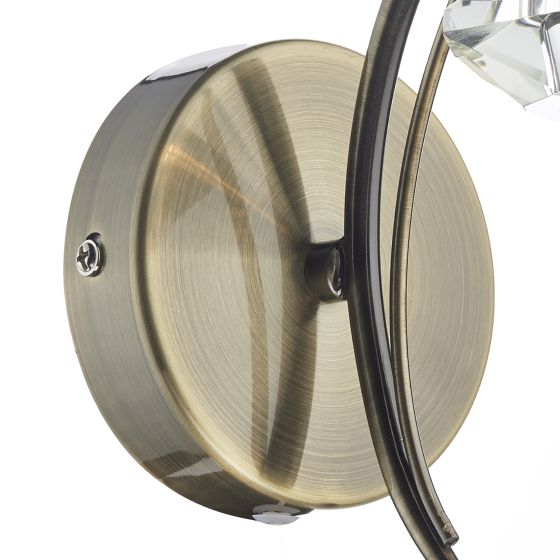 där lighting Luther Wall Light Antique Brass Crystal