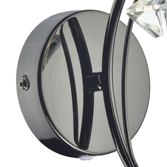 Där Lighting Luther Wall Light Black Chrome Crystal
