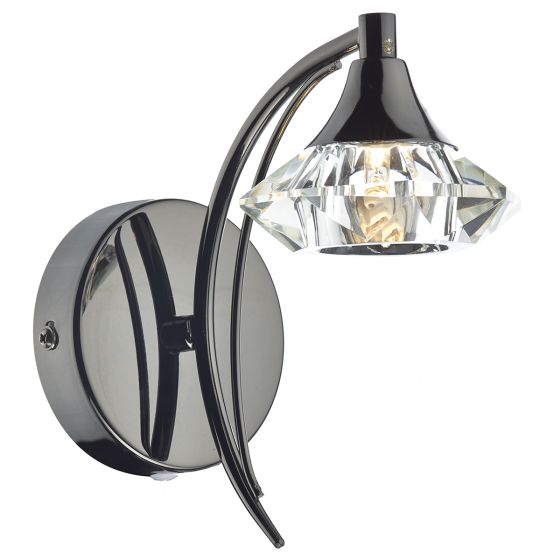 Där Lighting Luther Wall Light Black Chrome Crystal