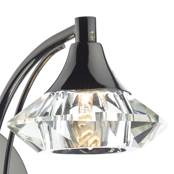 där lighting Luther Wall Light Black Chrome Crystal
