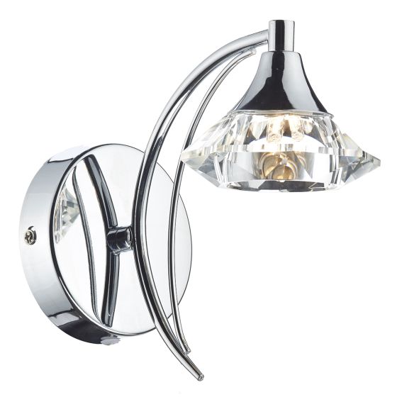 Där Lighting Luther Wall Light Polished Chrome Crystal