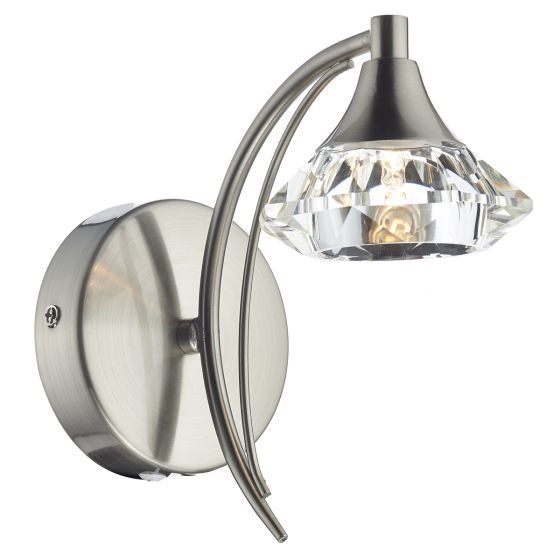 Där Lighting Luther Wall Light Satin Chrome Crystal