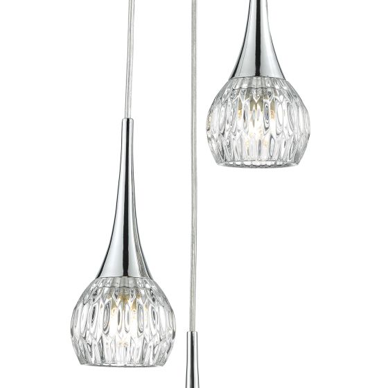 där lighting Lyall 3 Light Pendant Polished Chrome Glass