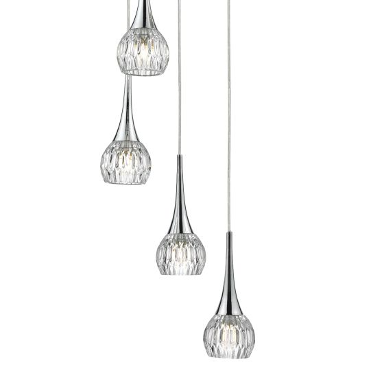 där lighting Lyall 5 Light Pendant Polished Chrome Glass