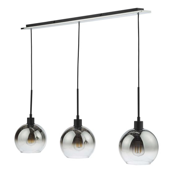 Där Lighting Lycia 3 Light Bar Pendant Matt Black Ombre Smoked Glass