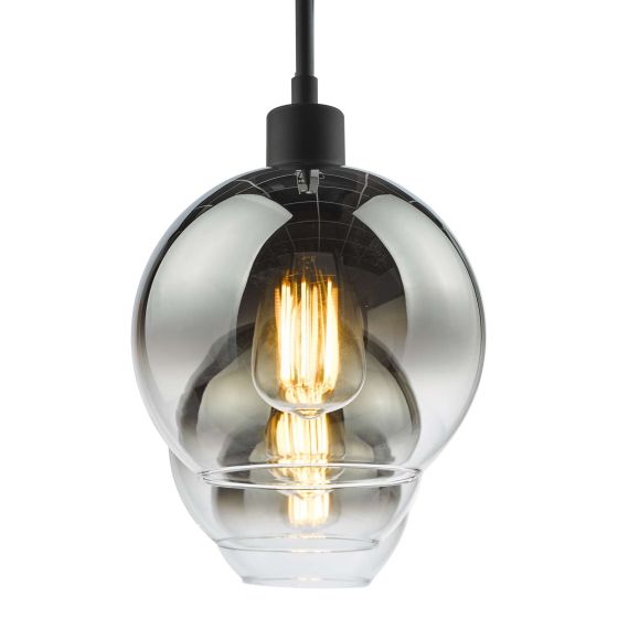 Där Lighting Lycia 3 Light Bar Pendant Matt Black Ombre Smoked Glass