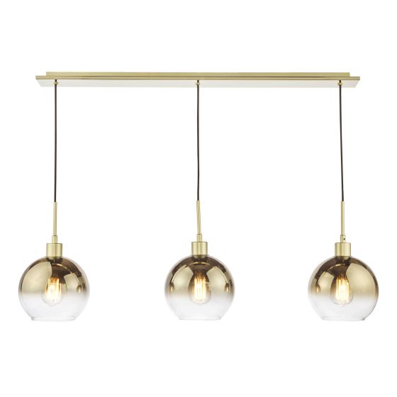 Där Lighting Lycia 3 Light Bar Pendant Satin Gold And Gold Ombre Glass
