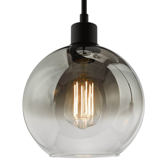 Där Lighting Lycia 3 Light Cluster Pendant Matt Black Smoked Ombre Glass