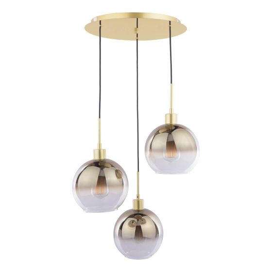 Där Lighting Lycia 3 Light Cluster Pendant Satin Gold And Gold Ombre Glass