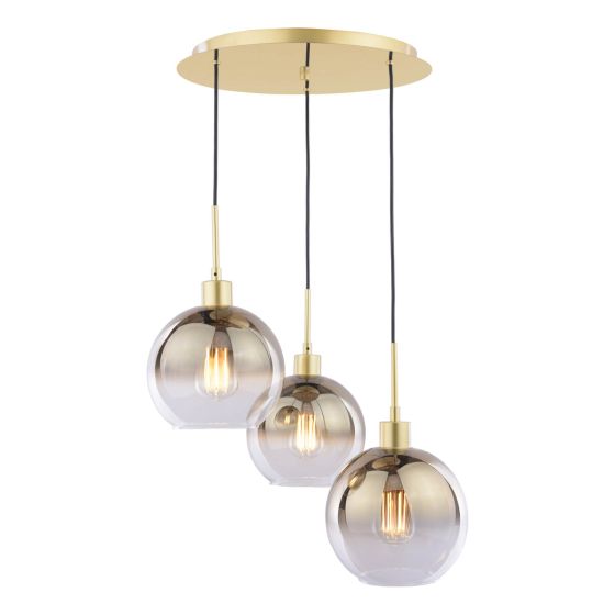Där Lighting Lycia 3 Light Cluster Pendant Satin Gold And Gold Ombre Glass