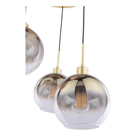 Där Lighting Lycia 3 Light Cluster Pendant Satin Gold And Gold Ombre Glass