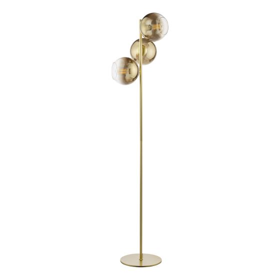 Där Lighting Lycia 3 Light Floor Lamp Satin Gold And Gold Ombre Glass