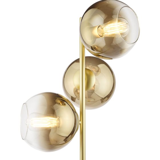 Där Lighting Lycia 3 Light Floor Lamp Satin Gold And Gold Ombre Glass