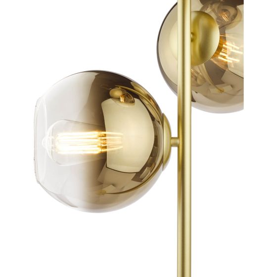 Där Lighting Lycia 3 Light Floor Lamp Satin Gold And Gold Ombre Glass