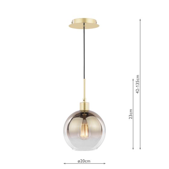 Där Lighting Lycia Pendant Satin Gold And Gold Ombre Glass