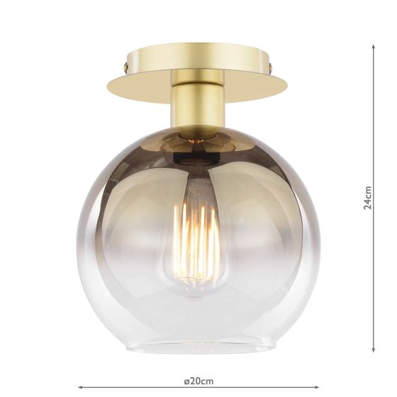 Där Lighting Lycia Semi-Flush Satin Gold And Gold Ombre Glass