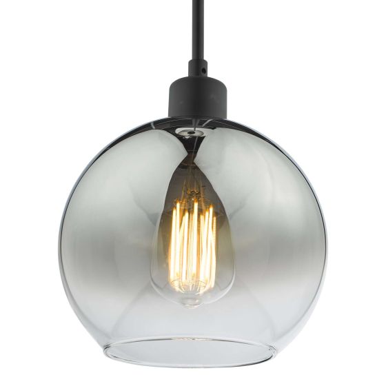 Där Lighting Lycia Single Pendant Matt Black Ombre Smoked Glass
