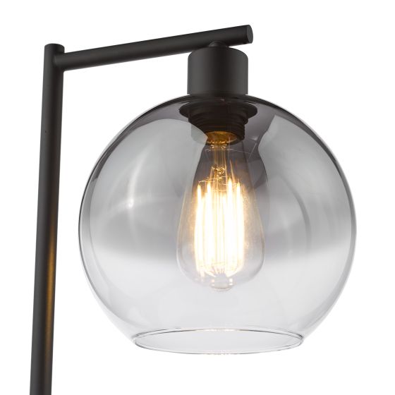 Där Lighting Lycia Table Lamp Matt Black And Smoked Ombre Glass