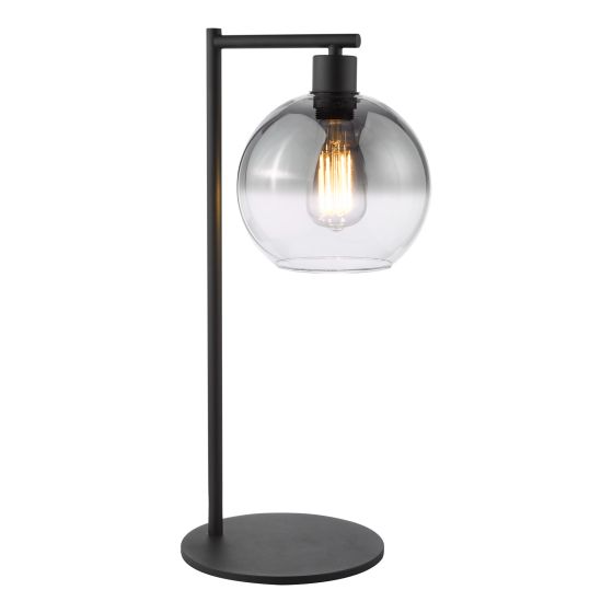där lighting Lycia Table Lamp Matt Black and Smoked Ombre Glass