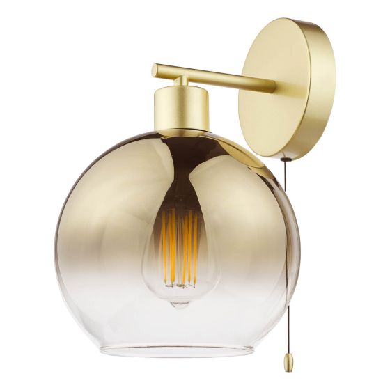 Där Lighting Lycia Wall Light Satin Gold And Gold Ombre Glass