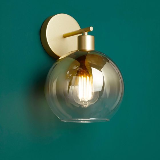 Där Lighting Lycia Wall Light Satin Gold And Gold Ombre Glass