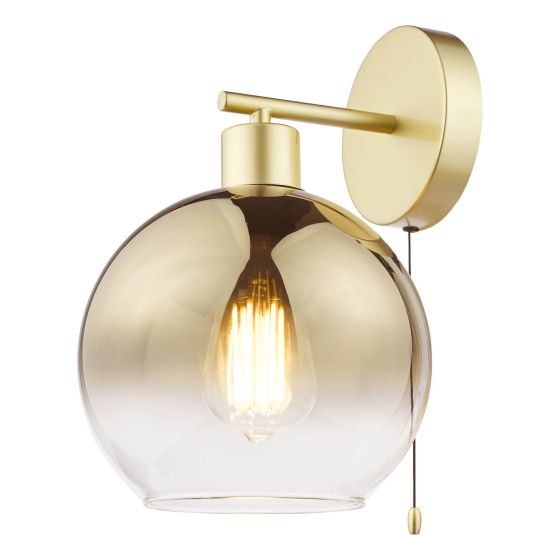 där lighting Lycia Wall Light Satin Gold and Gold Ombre Glass