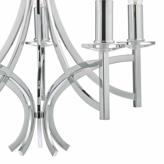 Där Lighting Lyon 5lt Pendant Polished Chrome & Crystal