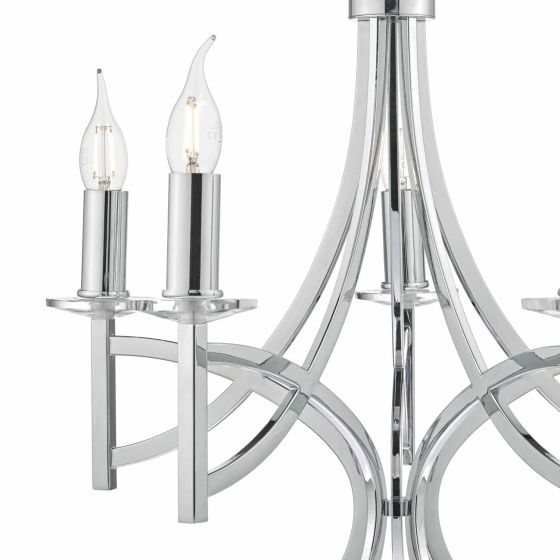 Där Lighting Lyon 5lt Pendant Polished Chrome & Crystal
