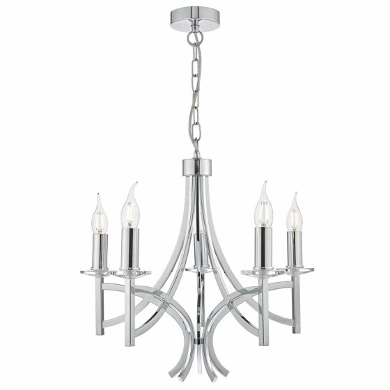 Där Lighting Lyon 5lt Pendant Polished Chrome & Crystal