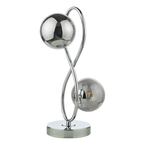 Där Lighting Lysandra 2 Light Table Lamp Polished Chrome And Smoked Glass