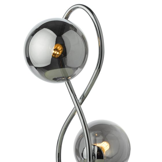 Där Lighting Lysandra 2 Light Table Lamp Polished Chrome And Smoked Glass