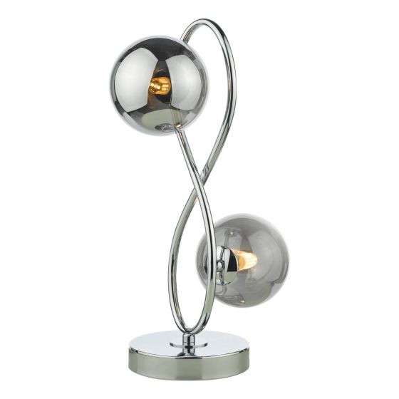där lighting Lysandra 2 Light Table Lamp Polished Chrome and Smoked Glass