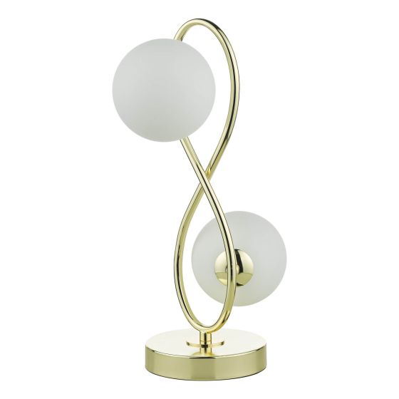 Där Lighting Lysandra 2 Light Table Lamp Polished Gold And Opal Glass