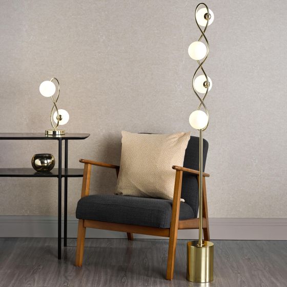 Där Lighting Lysandra 2 Light Table Lamp Polished Gold And Opal Glass