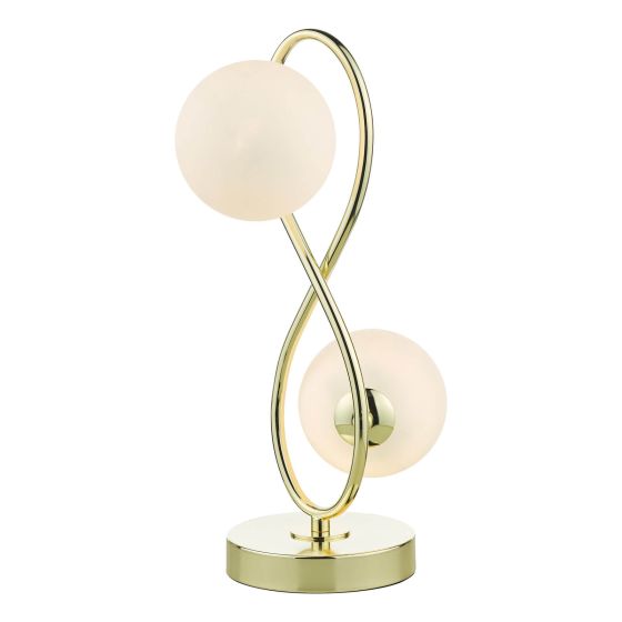där lighting Lysandra 2 Light Table Lamp Polished Gold and Opal Glass