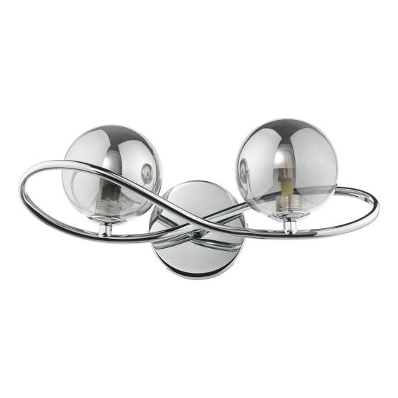 Där Lighting Lysandra 2 Light Wall Light Polished Chrome And Smoked Glass
