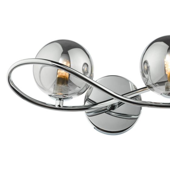 Där Lighting Lysandra 2 Light Wall Light Polished Chrome And Smoked Glass