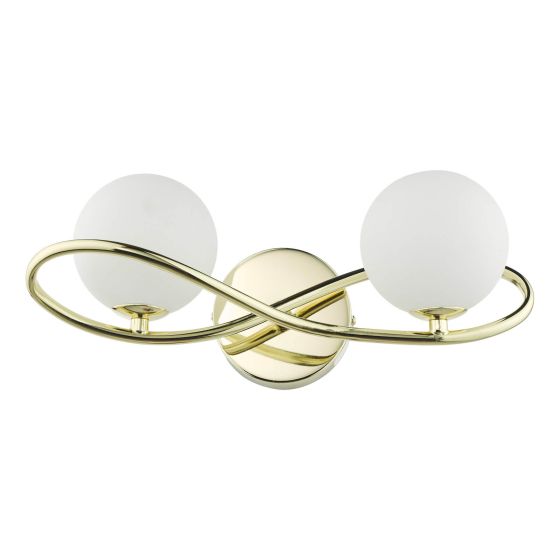 Där Lighting Lysandra 2 Light Wall Light Polished Gold And Opal Glass