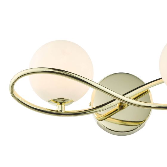 Där Lighting Lysandra 2 Light Wall Light Polished Gold And Opal Glass