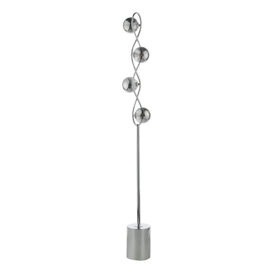 Där Lighting Lysandra 4 Light Floor Lamp Polished Chrome And Smoked Glass