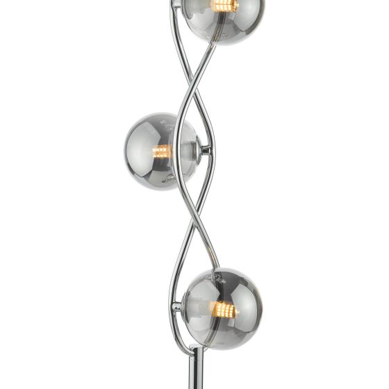 Där Lighting Lysandra 4 Light Floor Lamp Polished Chrome And Smoked Glass