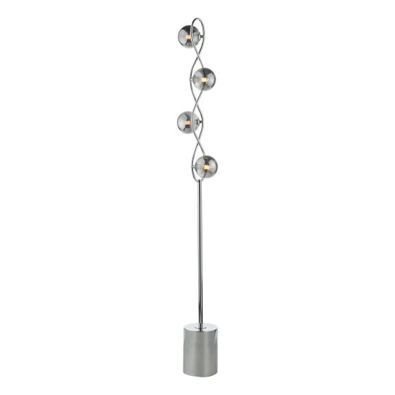 där lighting Lysandra 4 Light Floor Lamp Polished Chrome and Smoked Glass