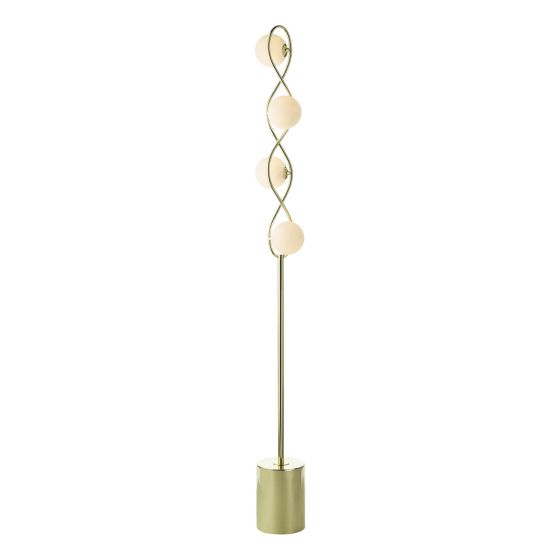 där lighting Lysandra 4 Light Floor Lamp Polished Gold and Opal Glass